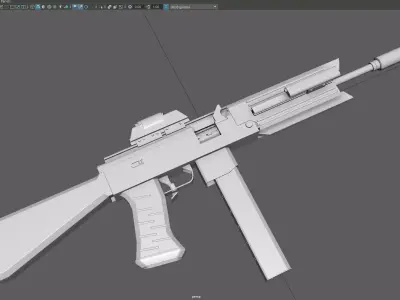 Low Poly Submachine Gun  Low-poly 3D model