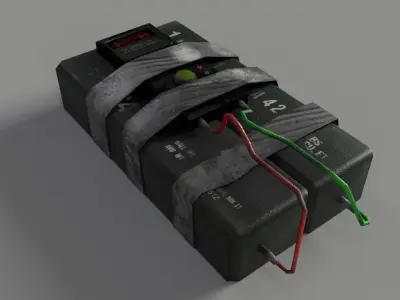 C4 Bomb Low-poly 3D model
