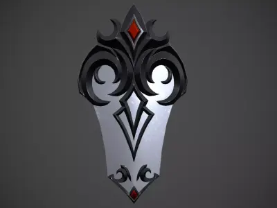 Fantasy dark shield Low-poly 3D model