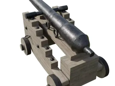 Medieval Cannon Low-poly 3D model shop