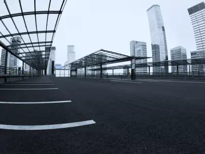 Realistic Rooftop Parking 3D Environment 3D model