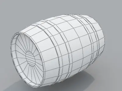 Wooden Barrel PBR Low-poly 3D model