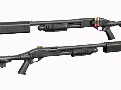 Remington 870 Shotgun Assault Modular Tactical Low-poly 3D model