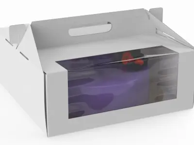Cardboard Transport Box with Fruit Cake 3D model