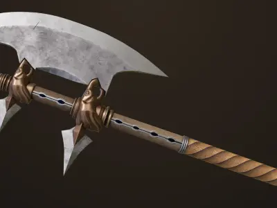 Battle Axe 15 All PBR Unity UE Textures Included Low-poly 3D model