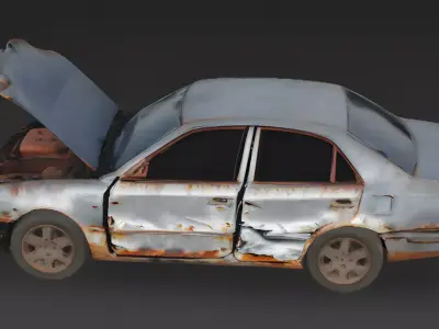 Wrecked Sedan 3D Model 3D Model Low-poly 3D model