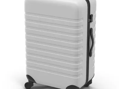 Plastic Trolley Luggage Bag White 3D model