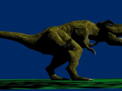TRex model t-rex on grassy field Low-poly 3D model