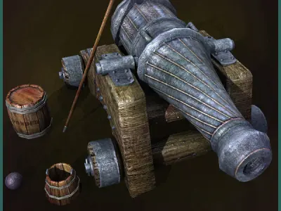 Medieval Cannon Low-poly 3D model