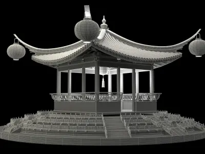 Chinese ancient  pavilion  3D model purchase