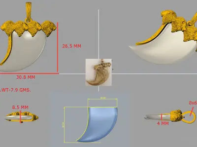 antique lion Claw jewelry 3D print model