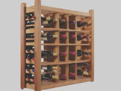 Wooden winerack model Low-poly 3D model