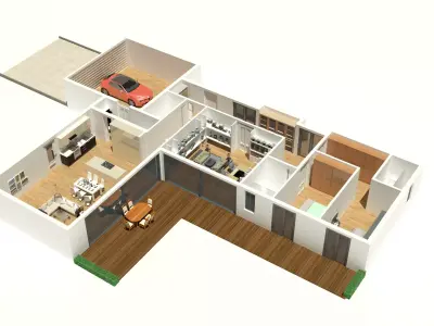 house interior and exterior 3D model