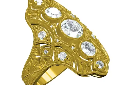 Antique Art Deco Engagement Ring 3D print model buy