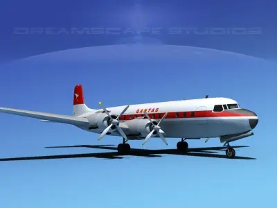 Douglas DC-7C Qantas 3D model