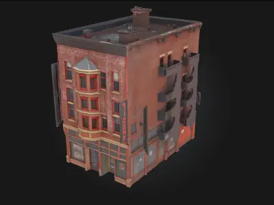 Stone Bakery Building Model  A Rustic Culinary Haven 3D model