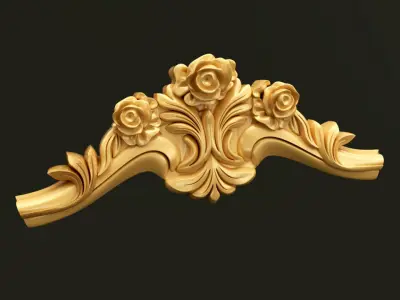 Classic Baroque Style Wooden Chair Base for CNC 3D model 2