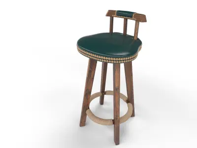 Wooden chair Low-poly 3D model 17
