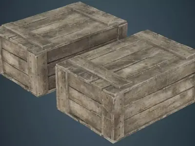 Wooden Box 4B Low-poly 3D model