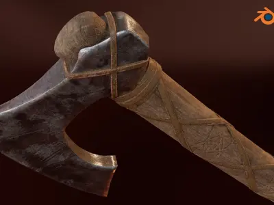 Low-poly viking battle ax Low-poly 3D model
