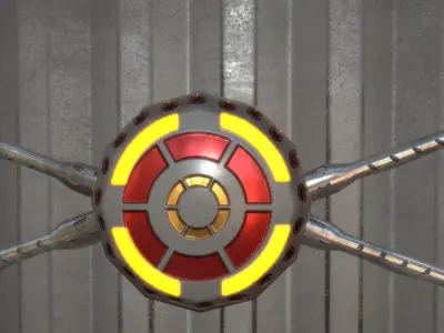 contener metal gate with warning sign Low-poly 3D model