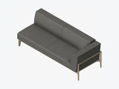 Furniture - Sofa - Contemporary - Oak - Medium - Sofa - Left Low-poly 3D model