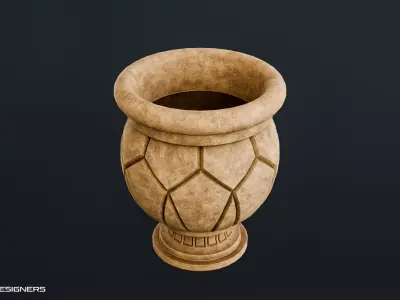 Ancient Stone Urn Vase Low-poly 3D model