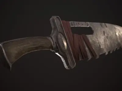Saw-Cleaver knife Low-poly 3D model