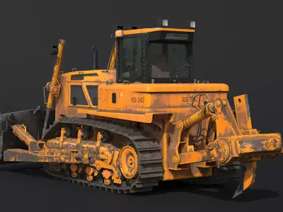 Generic Modern Bulldozer PBR Wear 3D model