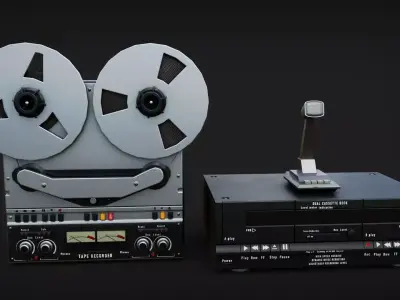 Tape and Deck recorder Low-poly 3D model