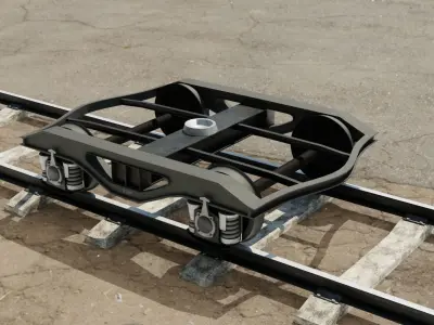 Train wheels and rail complete of textures and materials  Low-poly 3D model