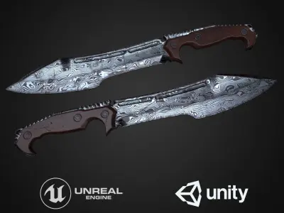 Combat Knife Low-poly 3D model 13