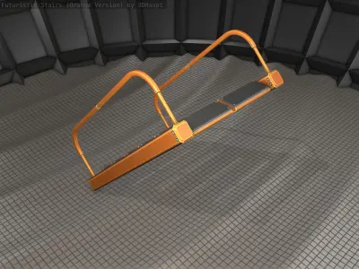 Sci-Fi Stairs - 19 - Orange Version Low-poly 3D model