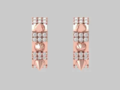 Antique-Earing two hoop earrings with diamond spikes 3D print model