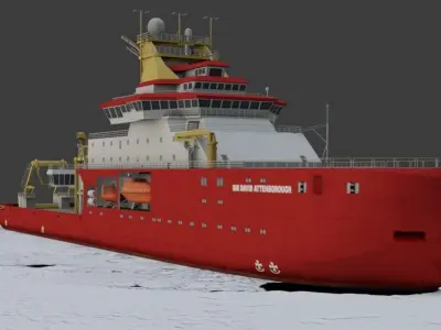 Antarctic Research vessel 3D model Low-poly 3D model