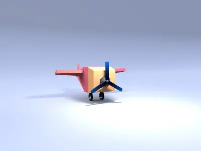 cartoon Aero plane Low Poly Light Aircraft Cessna Airplane 3D model