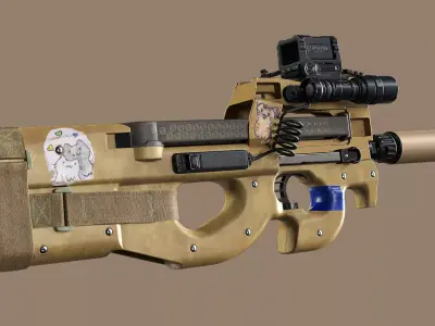 P90 - Flat Dark Earth FDE Low-poly 3D model