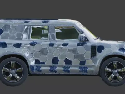 Realistic Sci-Fi Arctic Hex-Camo SUV Low-poly 3D model