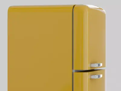 Retro fridge yellow Low-poly 3D model