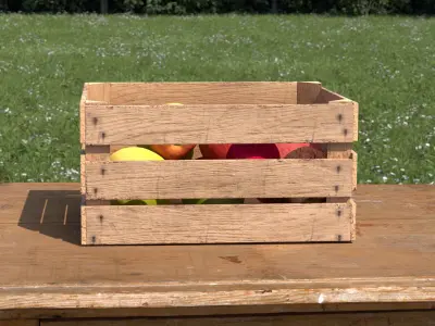 Wooden Fruit Crate 01 Low-poly 3D model