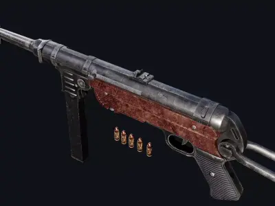 mp40 machine gun Low-poly 3D model