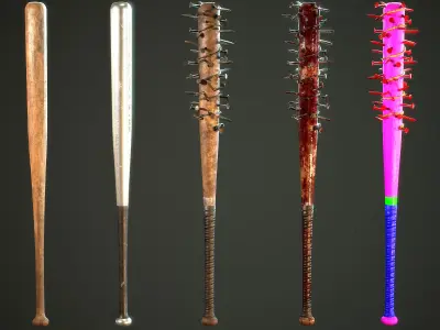 PROCEDURAL BASEBALL BAT Low-poly 3D model