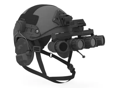 Tactical Ballistic Helmet Digital Camo with Fur Black 3D model