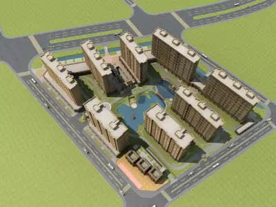 Architecture residential complex 3D model purchase