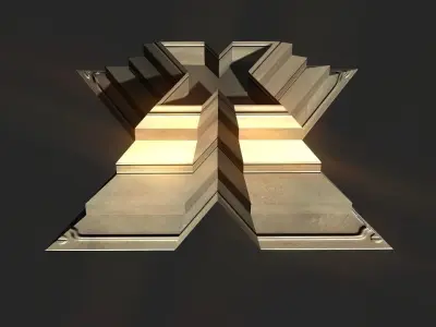 X block hollowed pyramid  Low-poly 3D model