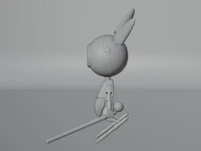 Little Bunny Bot Model Low-poly 3D model