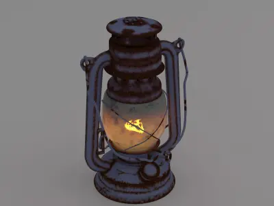 Vintage oil lamp blue 3D model