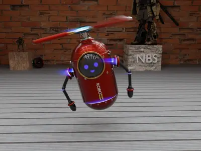 robot helicopter Free low-poly 3D model
