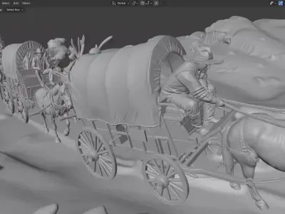 Western Wagon Train Diorama STL File for 3D Printing 3D print model