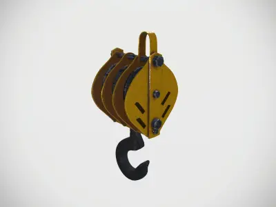 Triple Sheave Rope Pulley Block 3D model